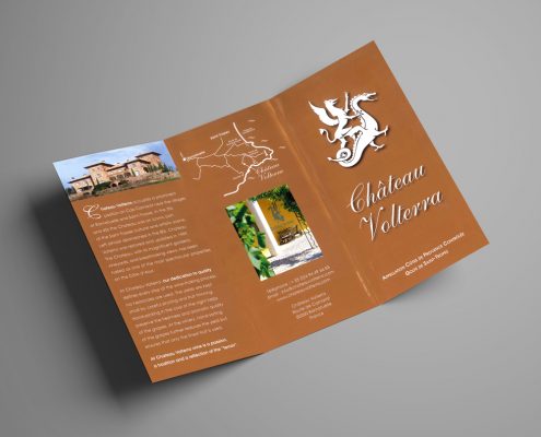 Création d’un dépliant 3 volets pour le vignoble Château Volterra, Saint-Tropez, Var, France | Hervé Roux, Infographiste Freelance Print & Web en Vendée